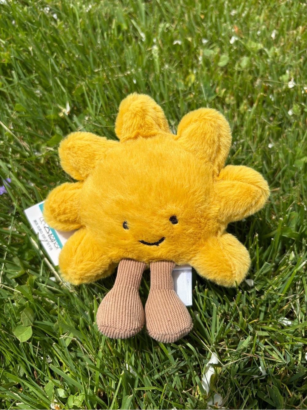 Cute Yellow Sun Plush Keychain Smiley Face Bag Charm Kawaii Soft Toy